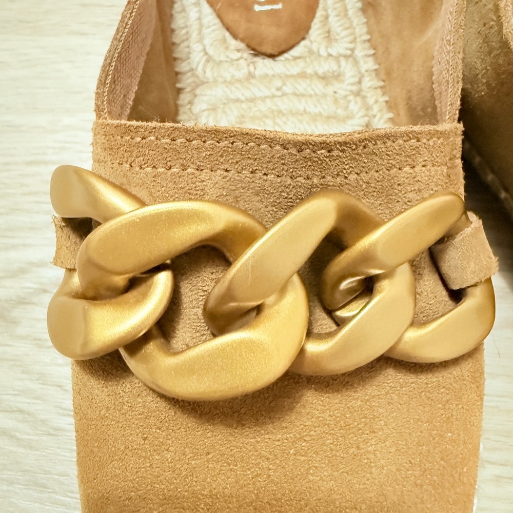 Maypol Tan Suede Gold Chain Espadrille Loafers EU 38 Made in Spain - Picture 14 of 15